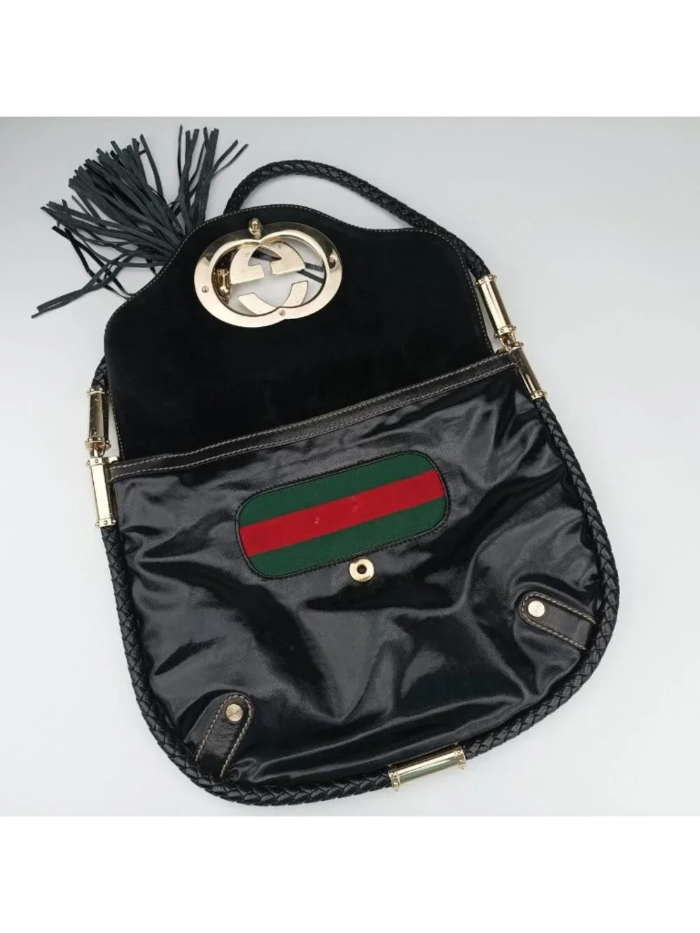 Gucci Dearlux Brit Hobo Black Leather